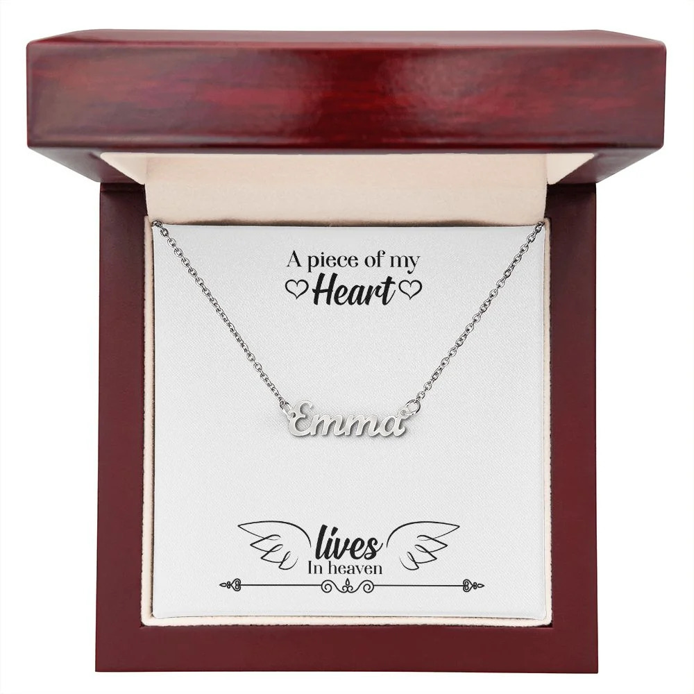 Memorial Message A Piece Of My Heart  Personalized Name Necklace Stainless Steel